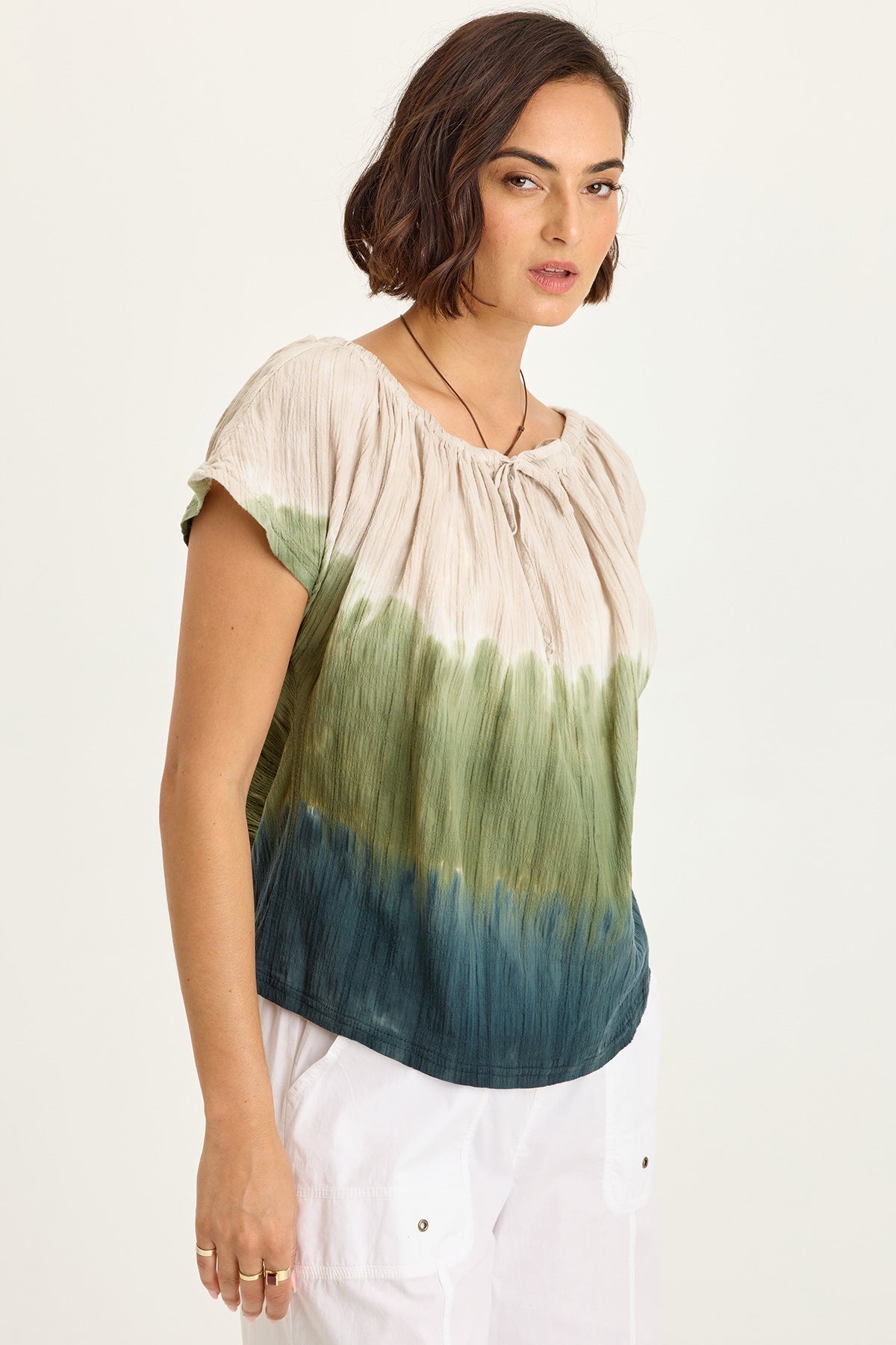 Selda Textured Gauze Cinched Top