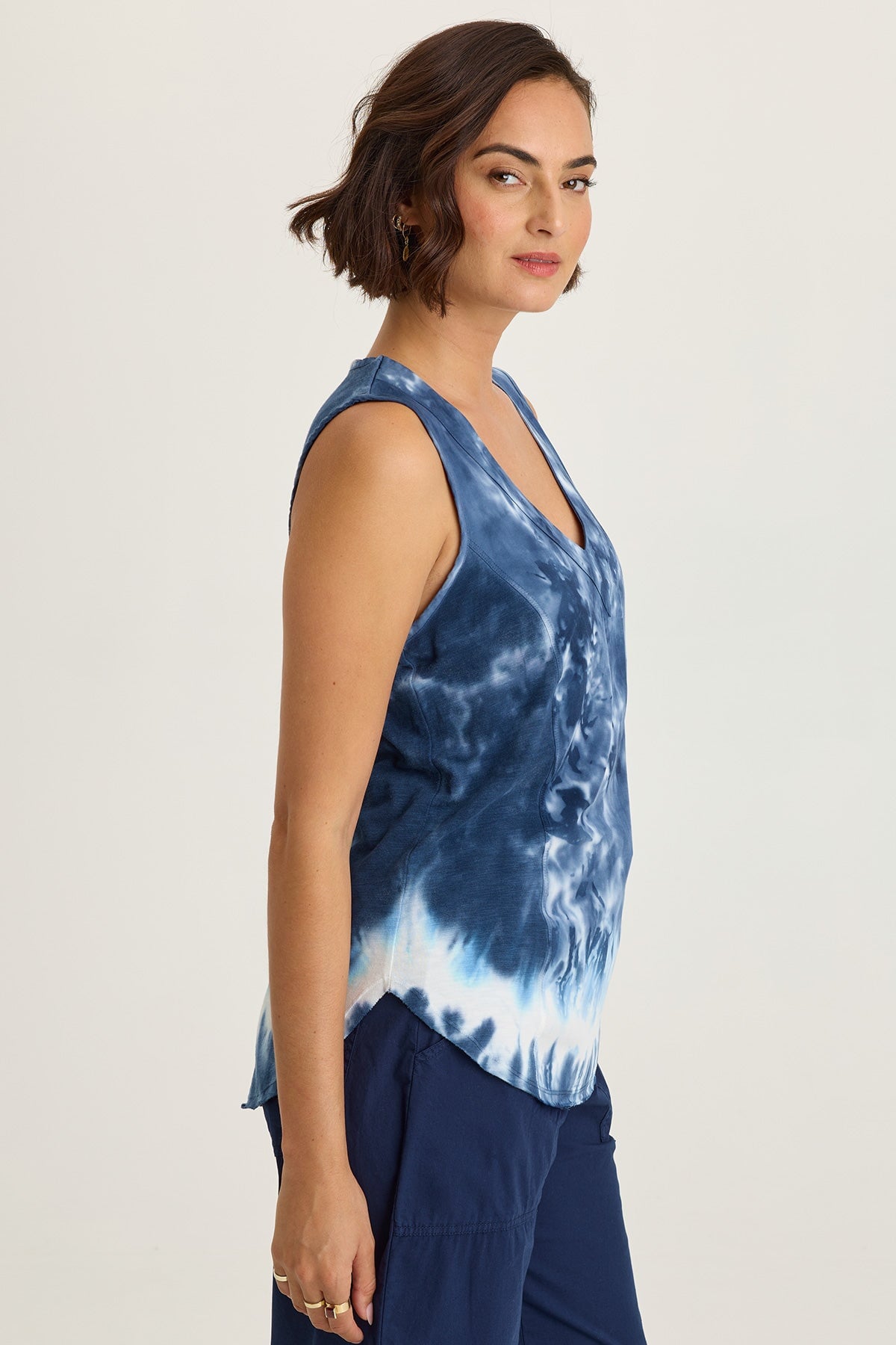 Nila Twill/Jersey V-Neck Tank