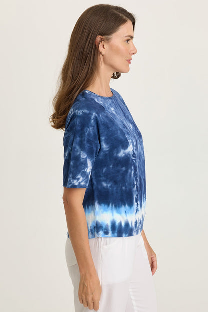 Lino Twill/Jersey Boat Neck Tee