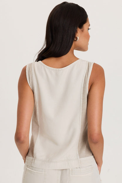 Davies Embroidered Twill/Jersey Tank