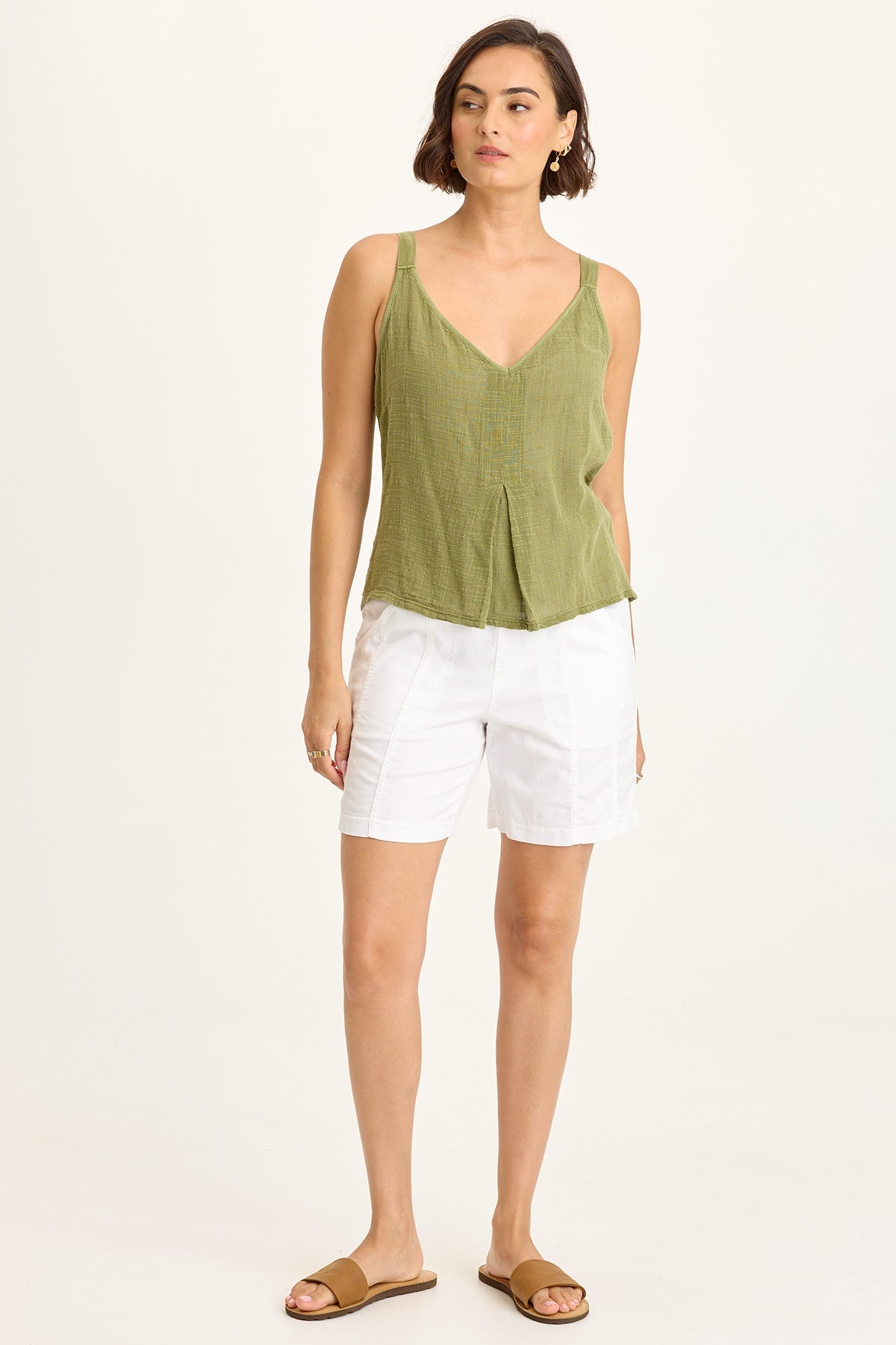 Hedley Gauze/Jersey Box Pleat Tank