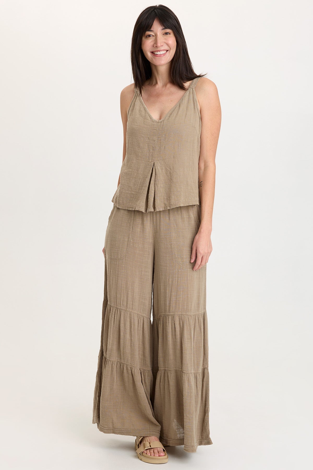 Lando Gauze Tiered-Bottom Pant