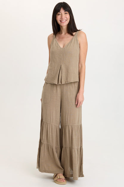 Lando Gauze Tiered-Bottom Pant
