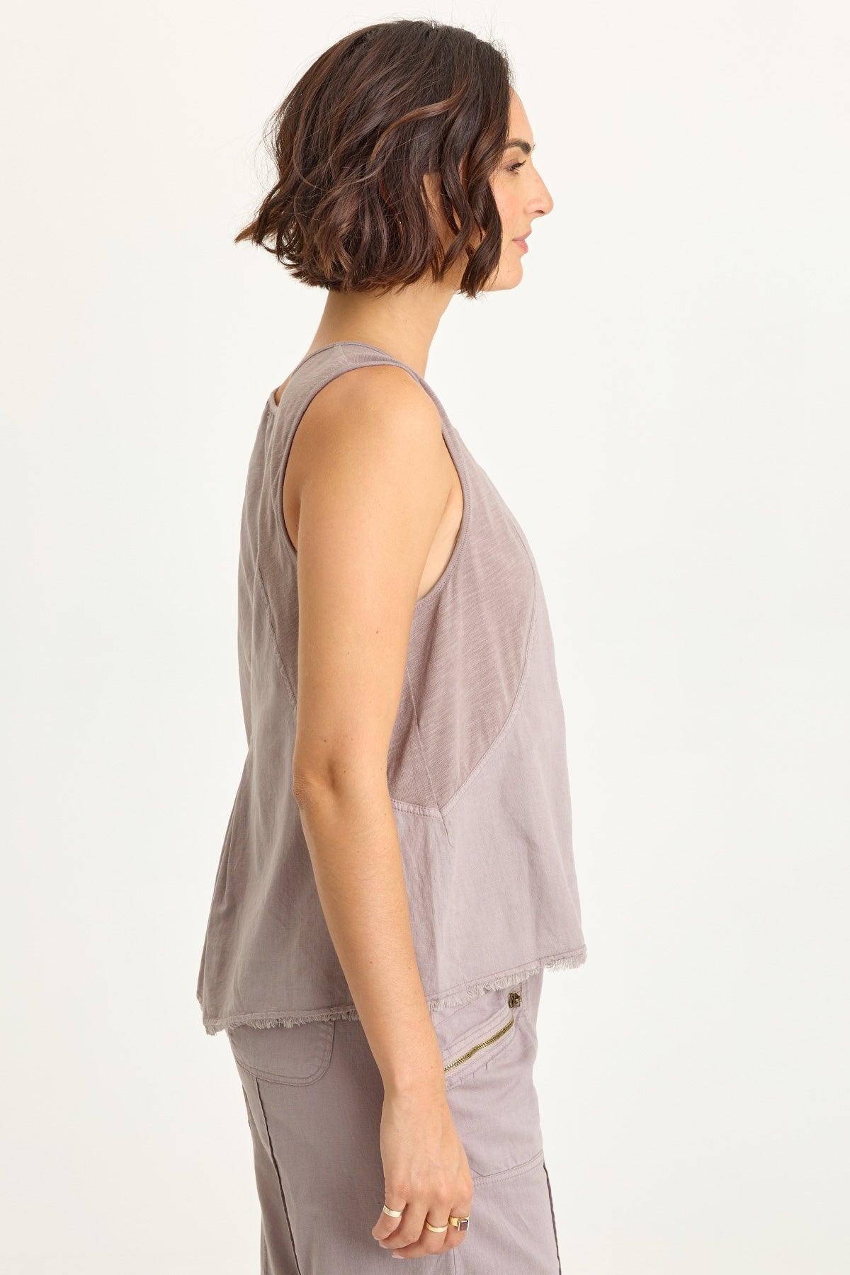 Mazie Linen/Jersey V-Neck Tank