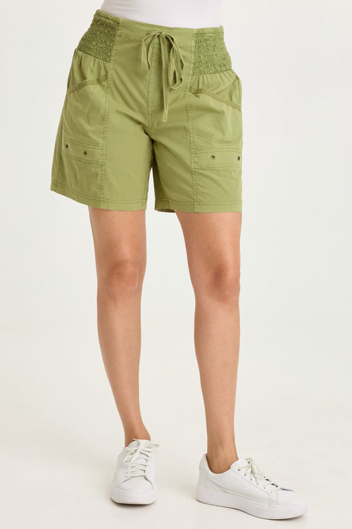 Greta Poplin Smocked-Waist Short