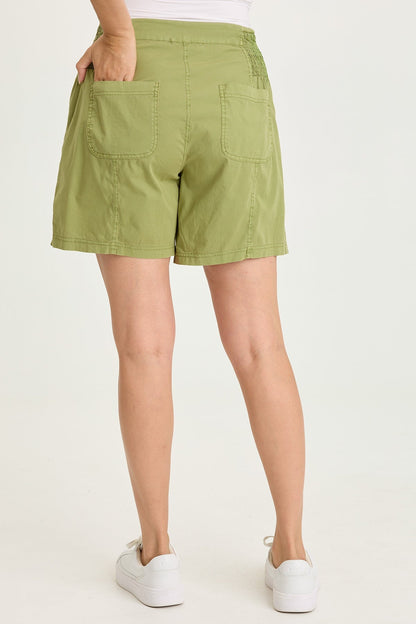 Greta Poplin Smocked-Waist Short