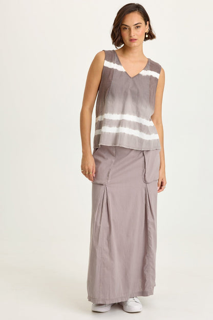 Emerie Linen Inverted Box Pleat Skirt