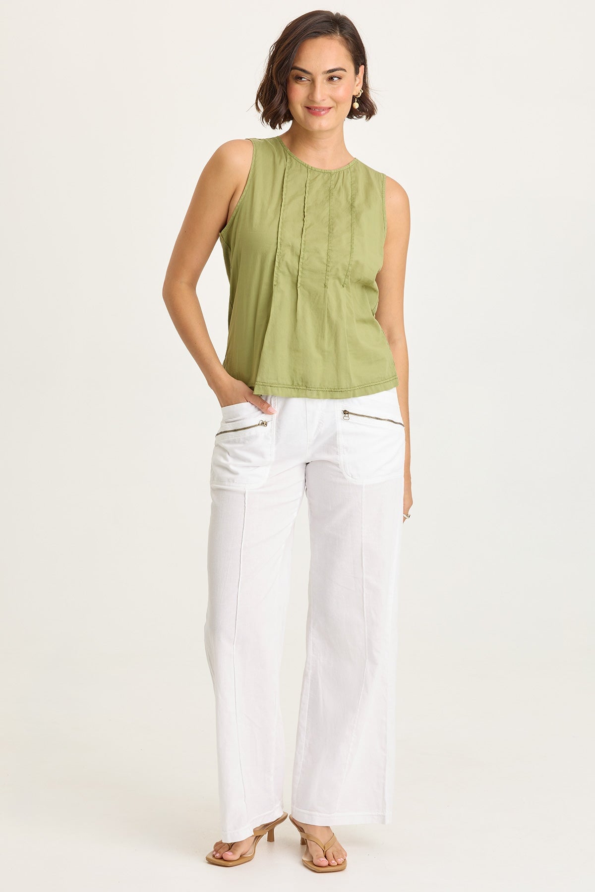 Torryn Linen Zipper Pockets Pants