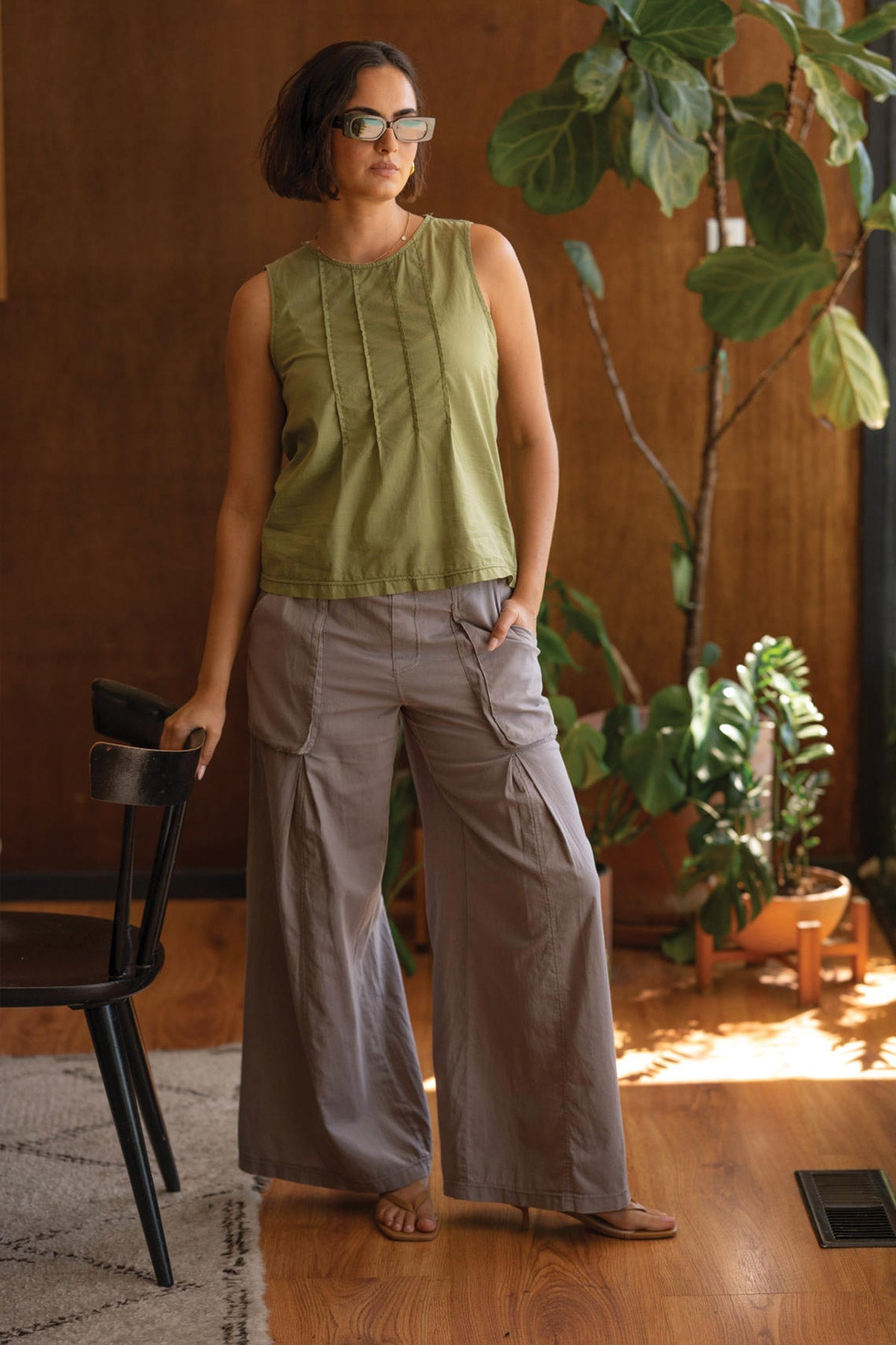 Charli Linen Inverted Box Pleat Pants