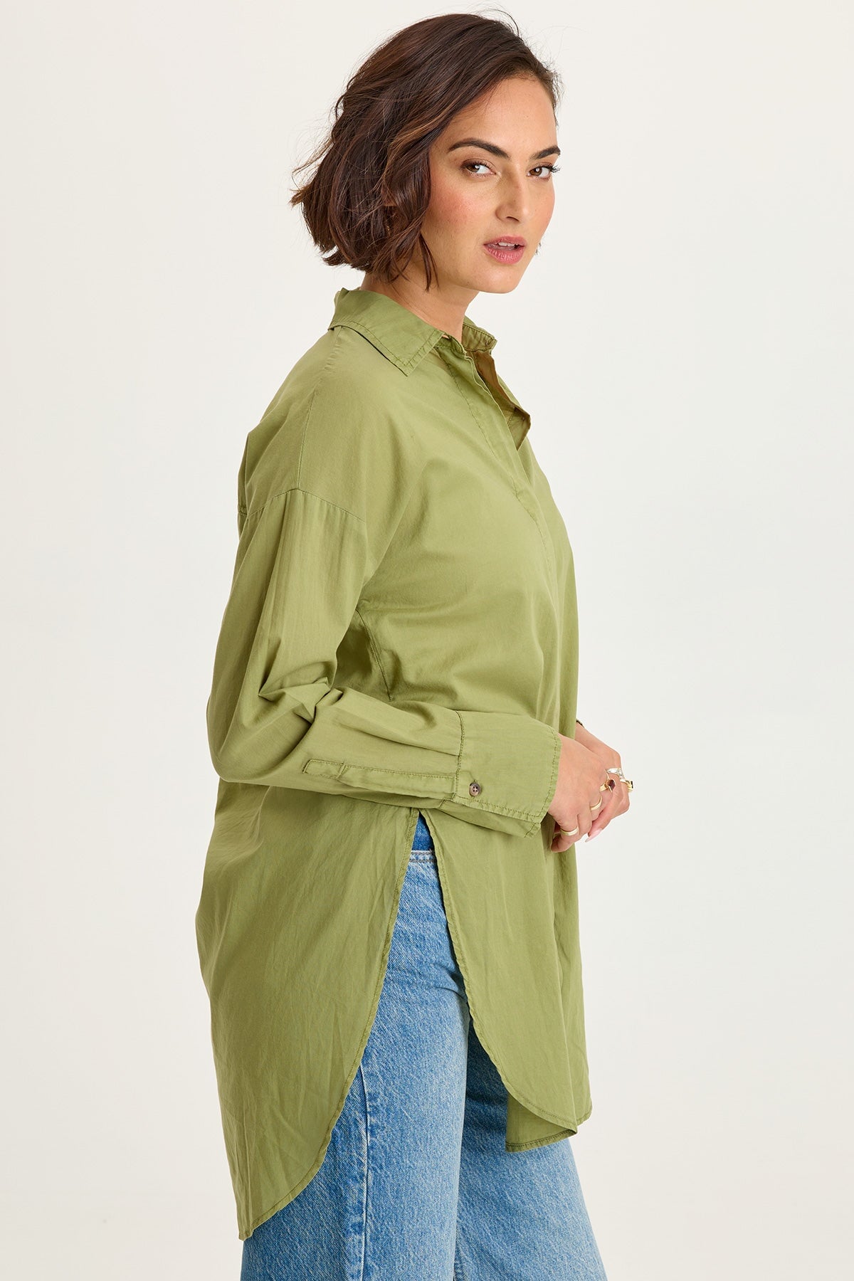 Ellard Voile High-Low Button-Up Blouse