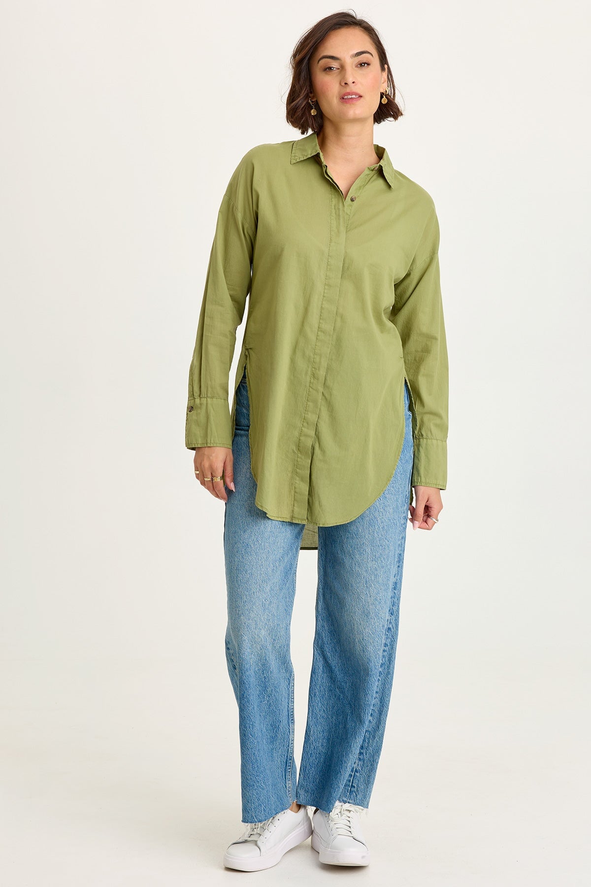 Ellard Voile High-Low Button-Up Blouse
