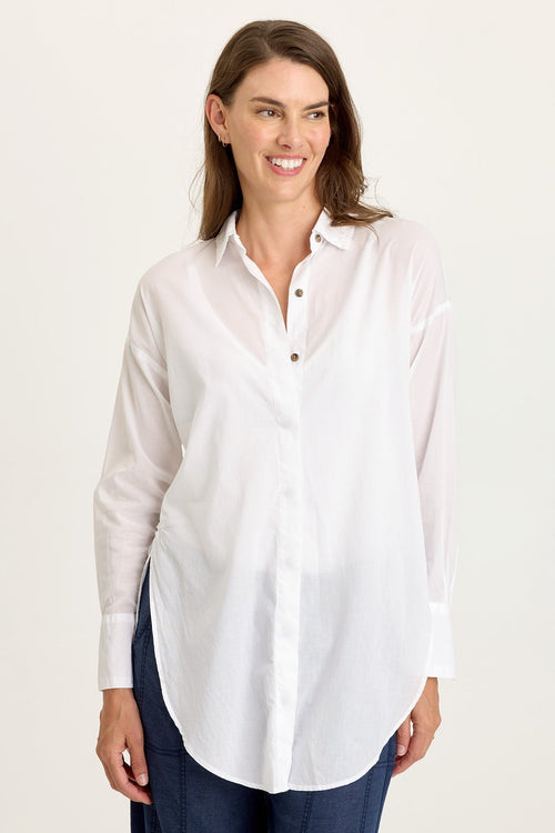 Ellard Voile High-Low Button-Up Blouse