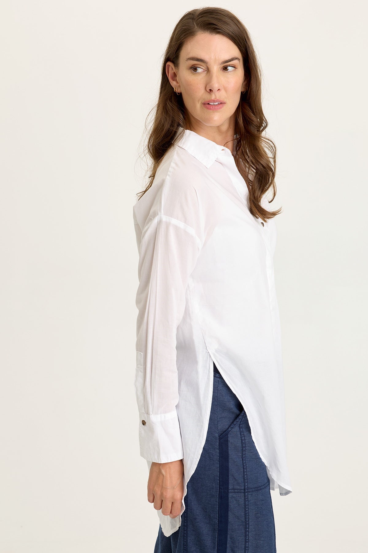 Ellard Voile High-Low Button-Up Blouse