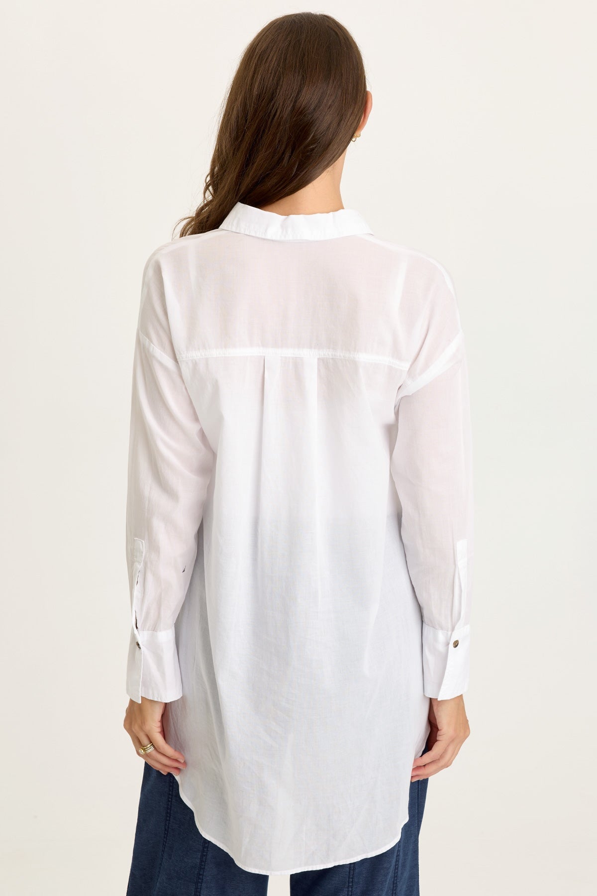 Ellard Voile High-Low Button-Up Blouse