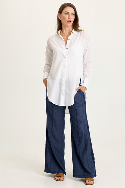 Ellard Voile High-Low Button-Up Blouse