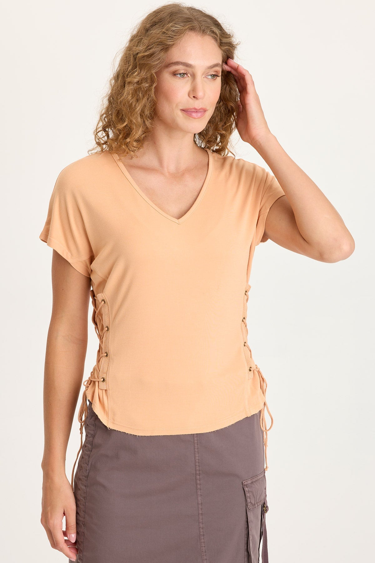Sandro Jersey Lace-Up Top