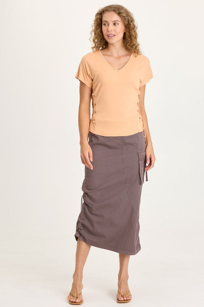 Bindi Poplin Side-Cinch Midi Skirt