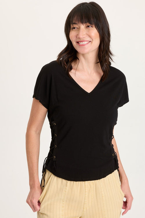 Sandro Jersey Lace-Up Top