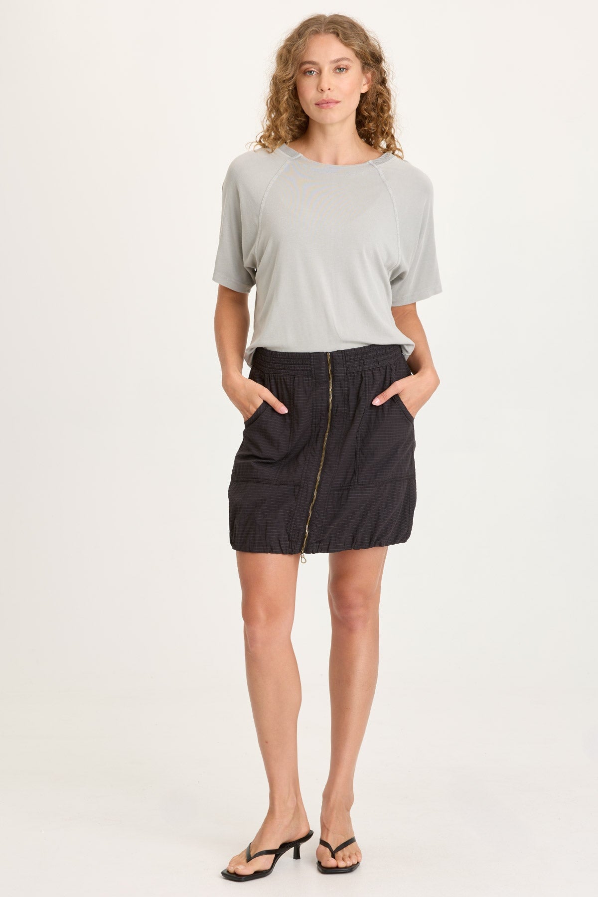 Corwyn Textured Zip-Front Mini Skirt