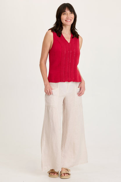 Reid Gauze/Crochet V-Neck Tank
