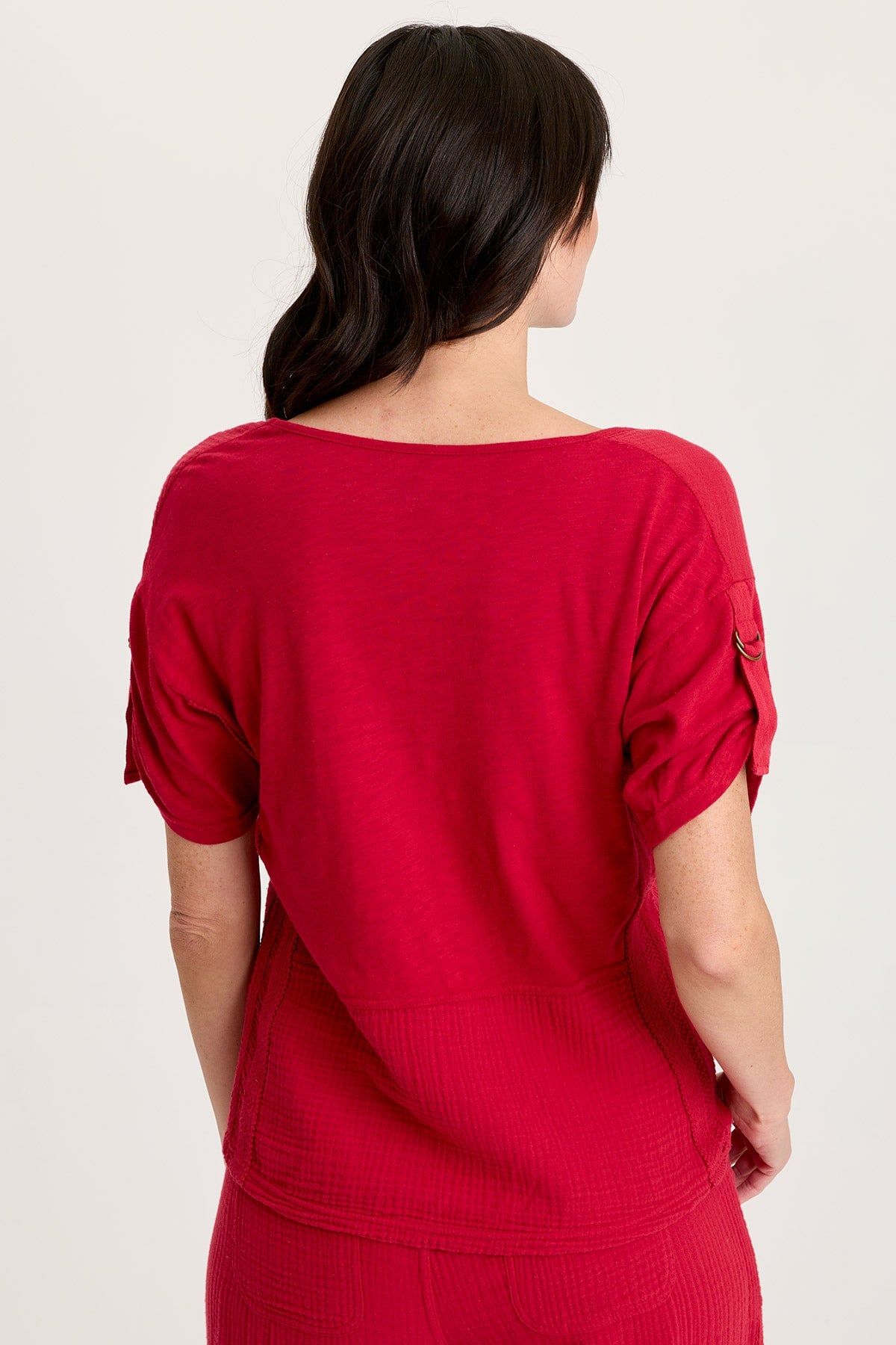 Milani Gauze Lace Trim V-Neck Top