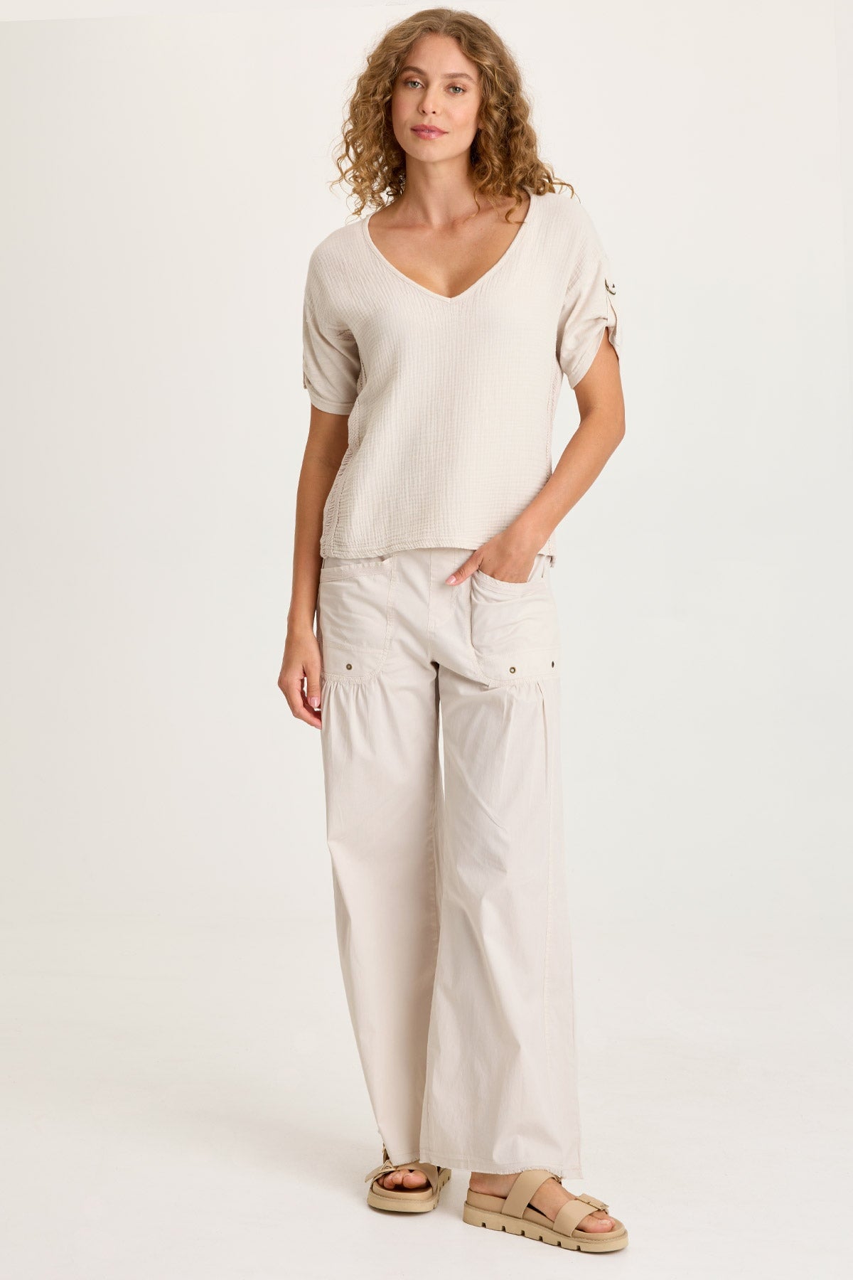 Brently Poplin Wide Leg Pant