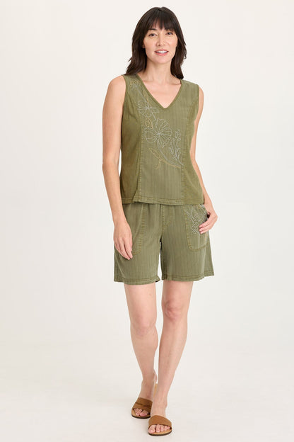 Lynn Embroidered Pinstripe Short