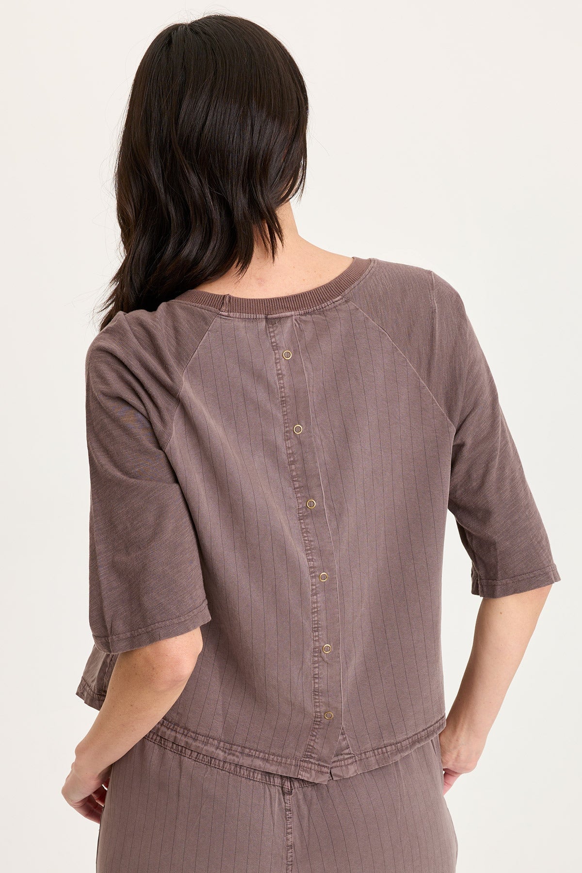 Jory Embroidered Pinstripe Raglan Top