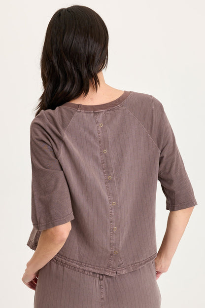 Jory Embroidered Pinstripe Raglan Top