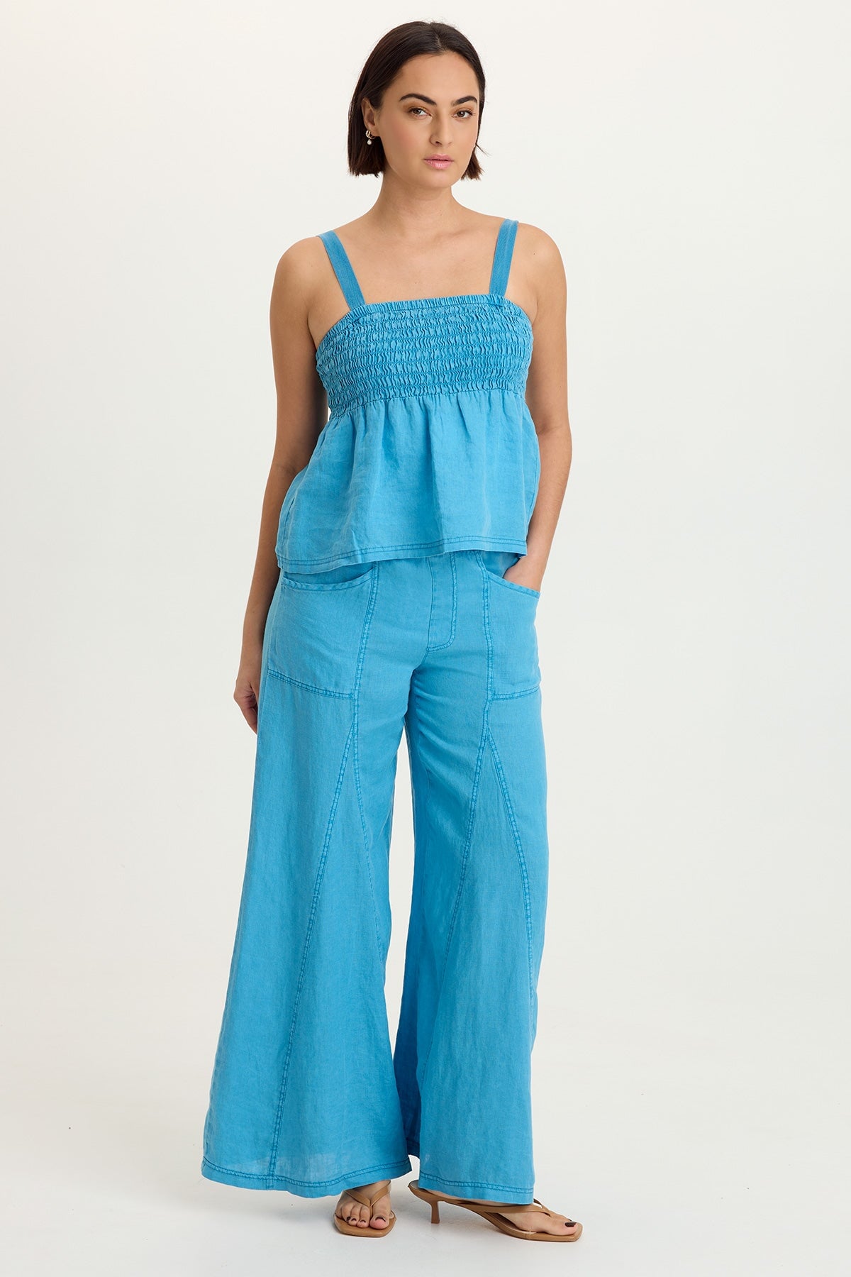 Katina Linen Smocked Tank