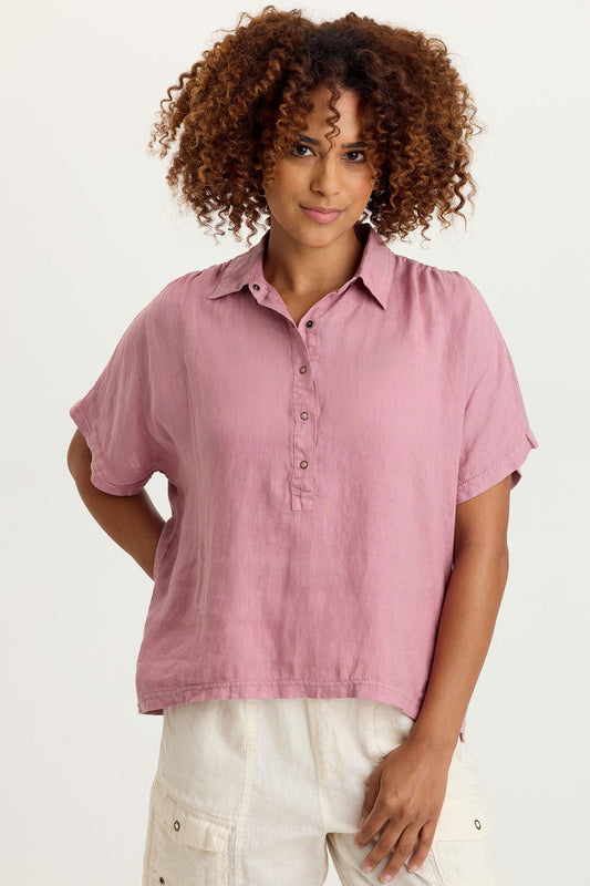 Quilla Linen Collared Top