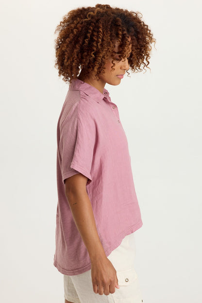 Quilla Linen Collared Top