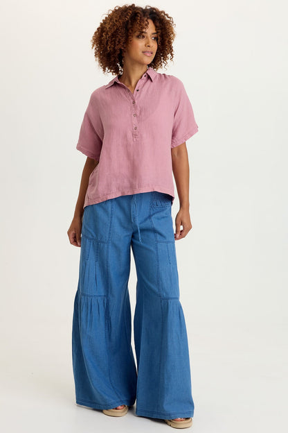 Quilla Linen Collared Top