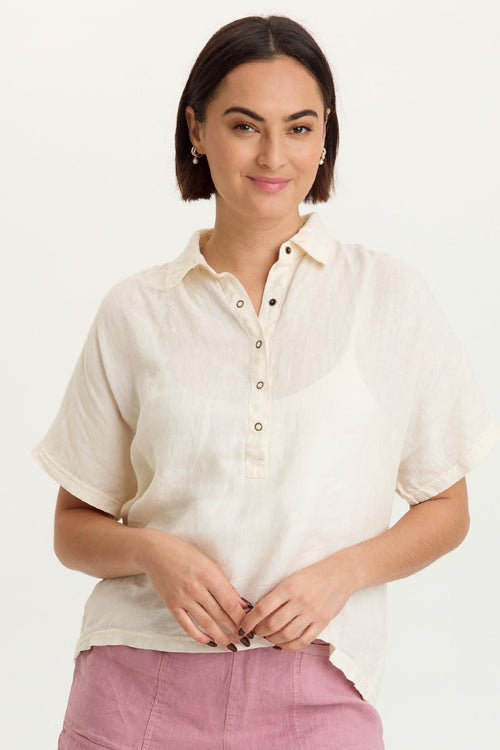 Quilla Linen Collared Top