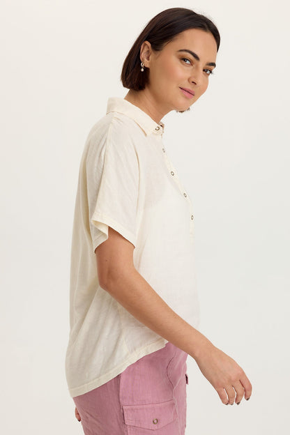 Quilla Linen Collared Top