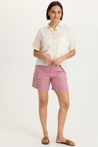 Quilla Linen Collared Top