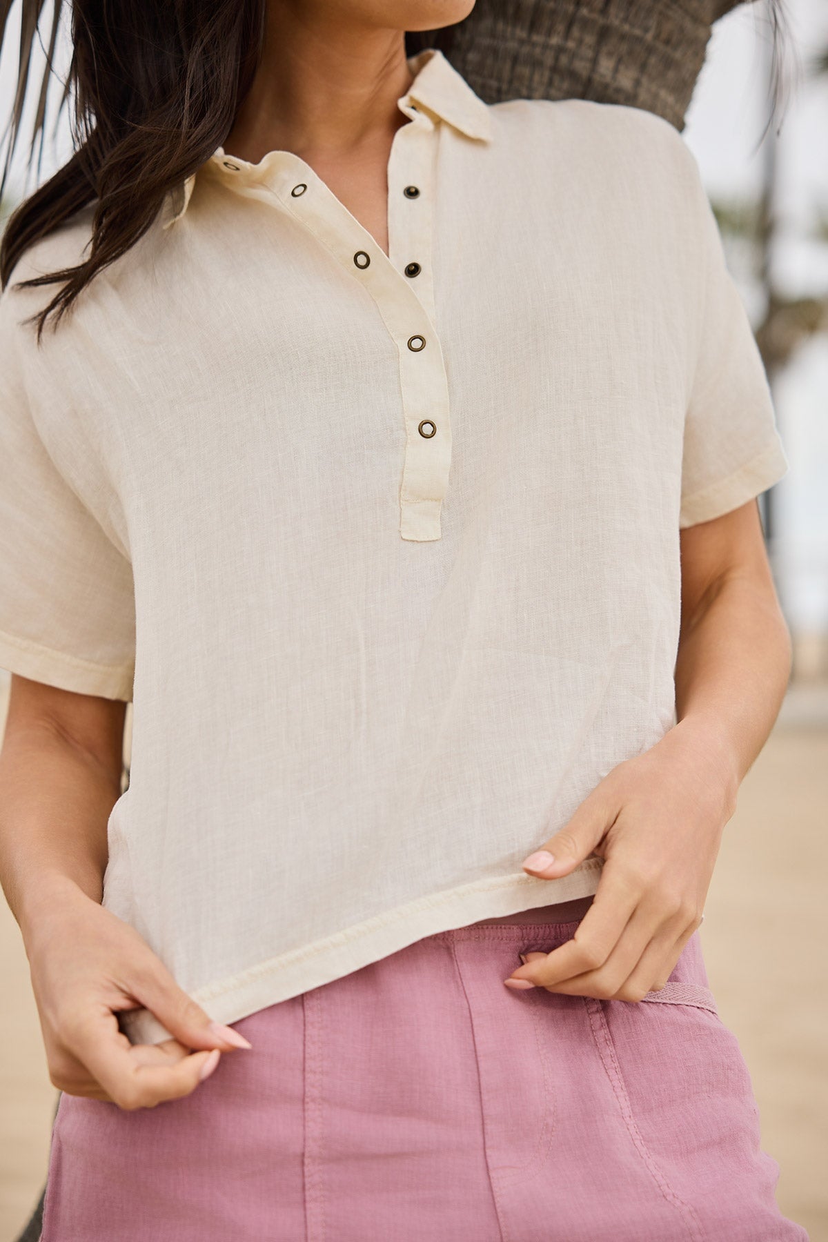 Quilla Linen Collared Top