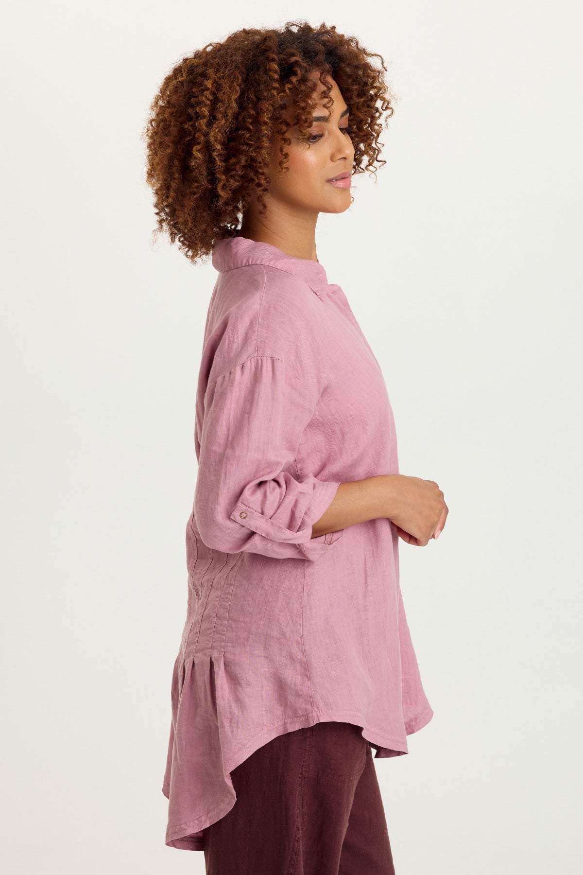 Moira Linen Hi-Lo Button-Up Top
