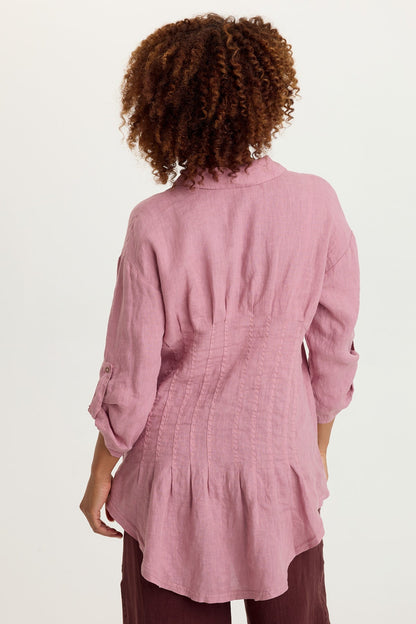 Moira Linen Hi-Lo Button-Up Top