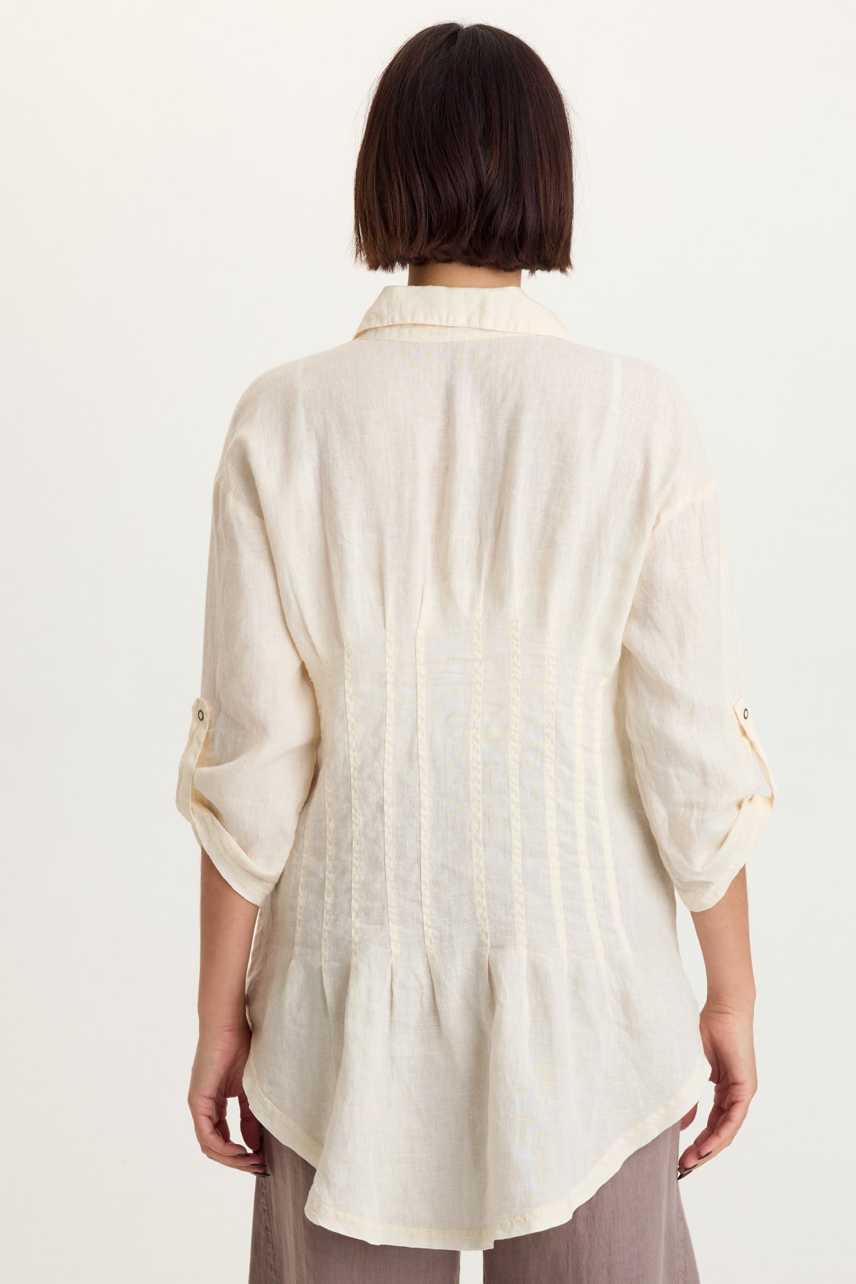 Moira Linen Hi-Lo Button-Up Top