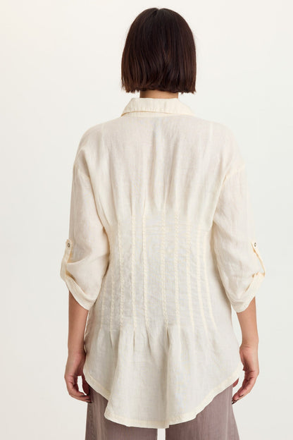 Moira Linen Hi-Lo Button-Up Top