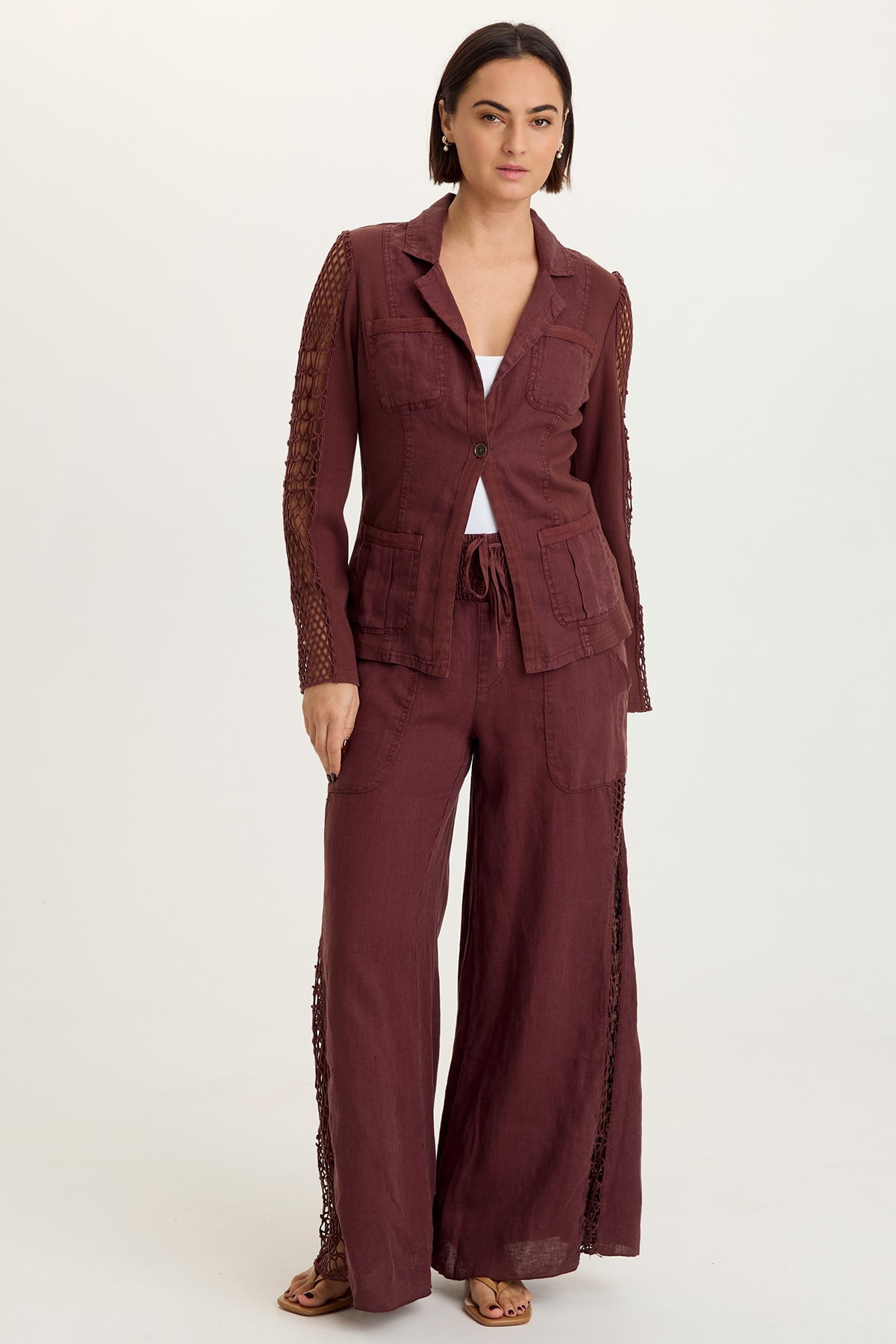 Mackie Linen Crochet Jacket