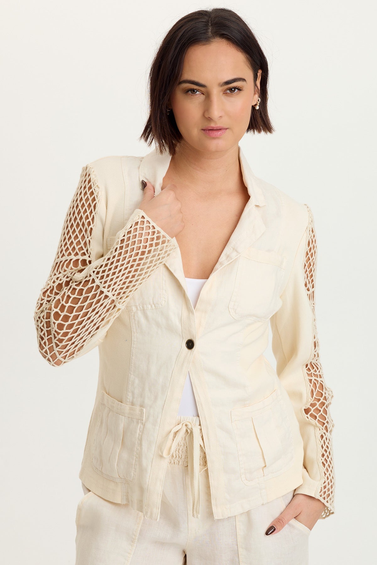 Mackie Linen Crochet Jacket
