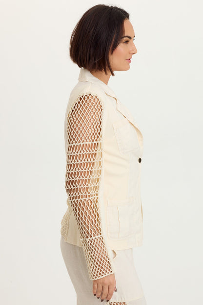 Mackie Linen Crochet Jacket