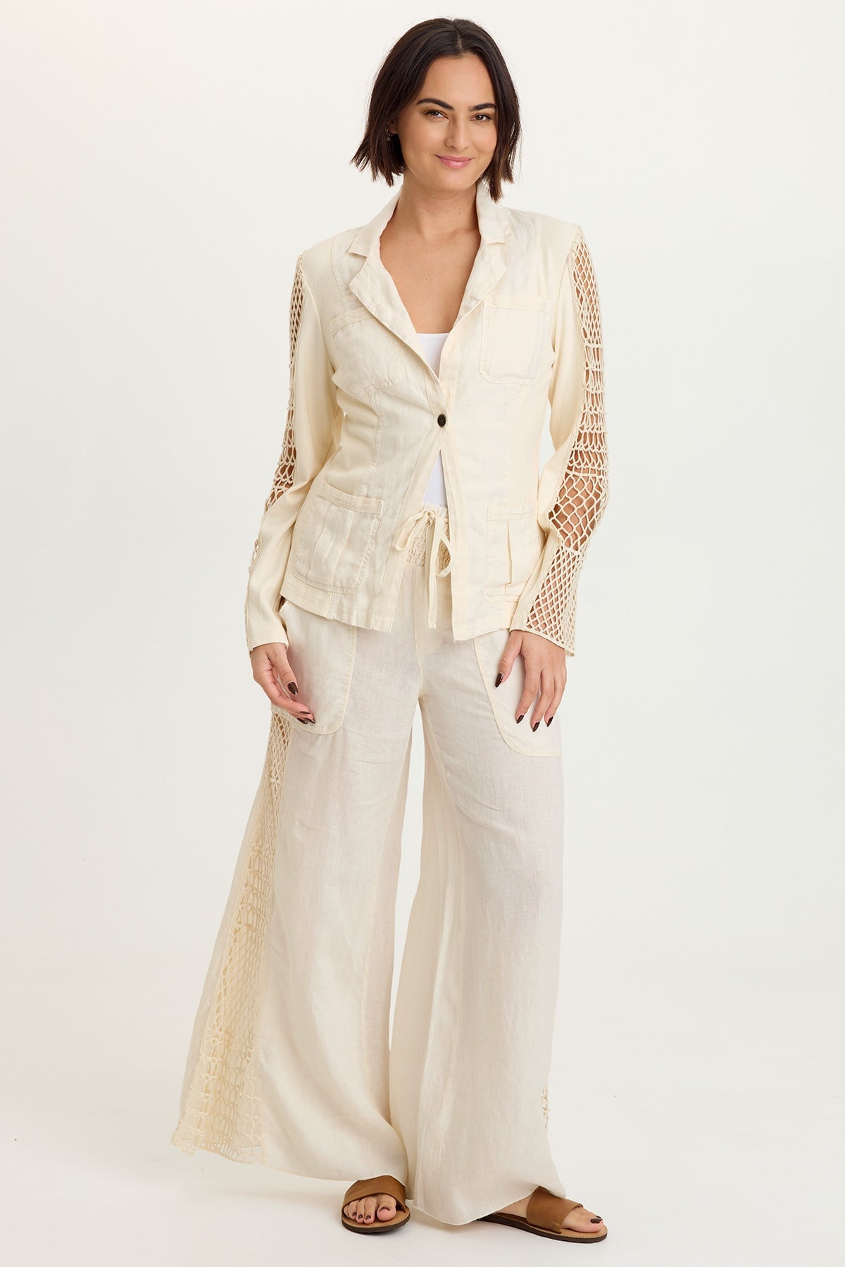 Mackie Linen Crochet Jacket
