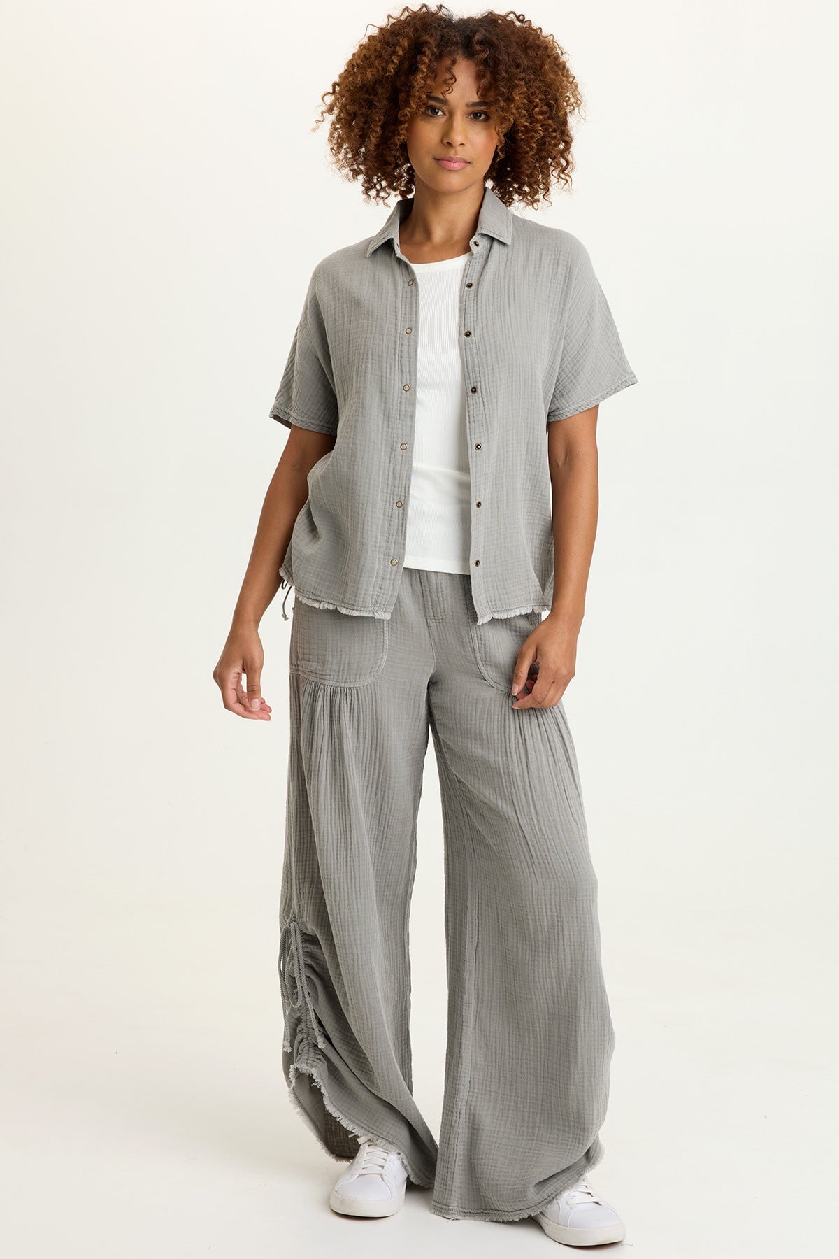 Muriel Gauze Wide-Leg Pant