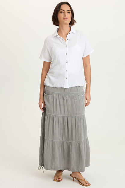 Creston Gauze Snap-Up Top