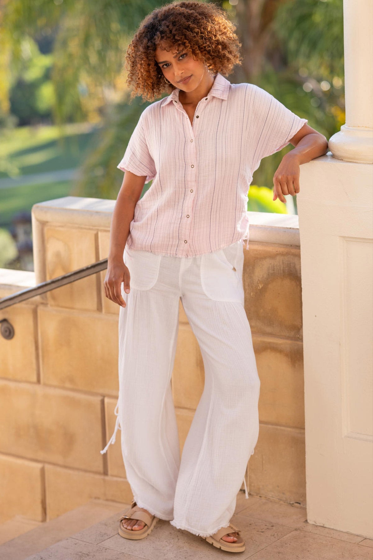 Creston Striped Gauze Top