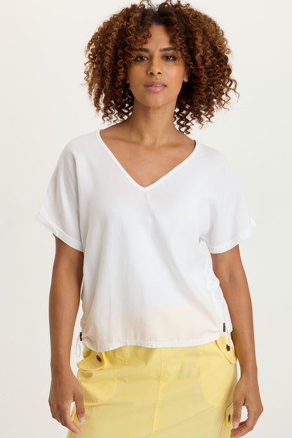Dashell Twill Corded V-Neck Top