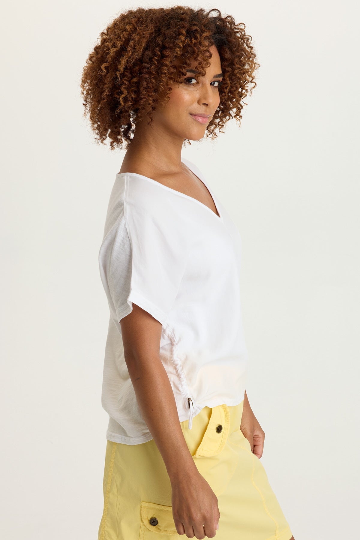 Dashell Twill Corded V-Neck Top